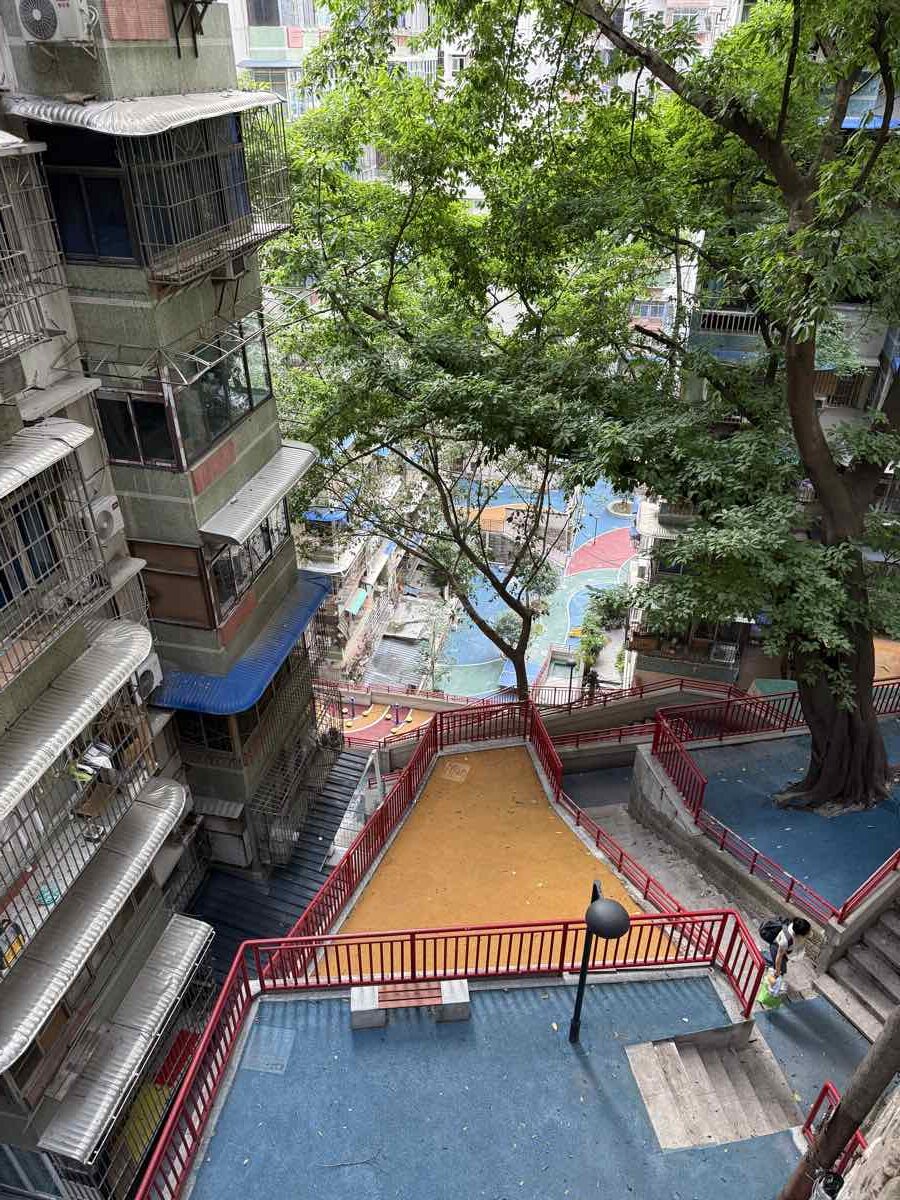 Un quartiere residenziale di Chongqing visto dall'alto