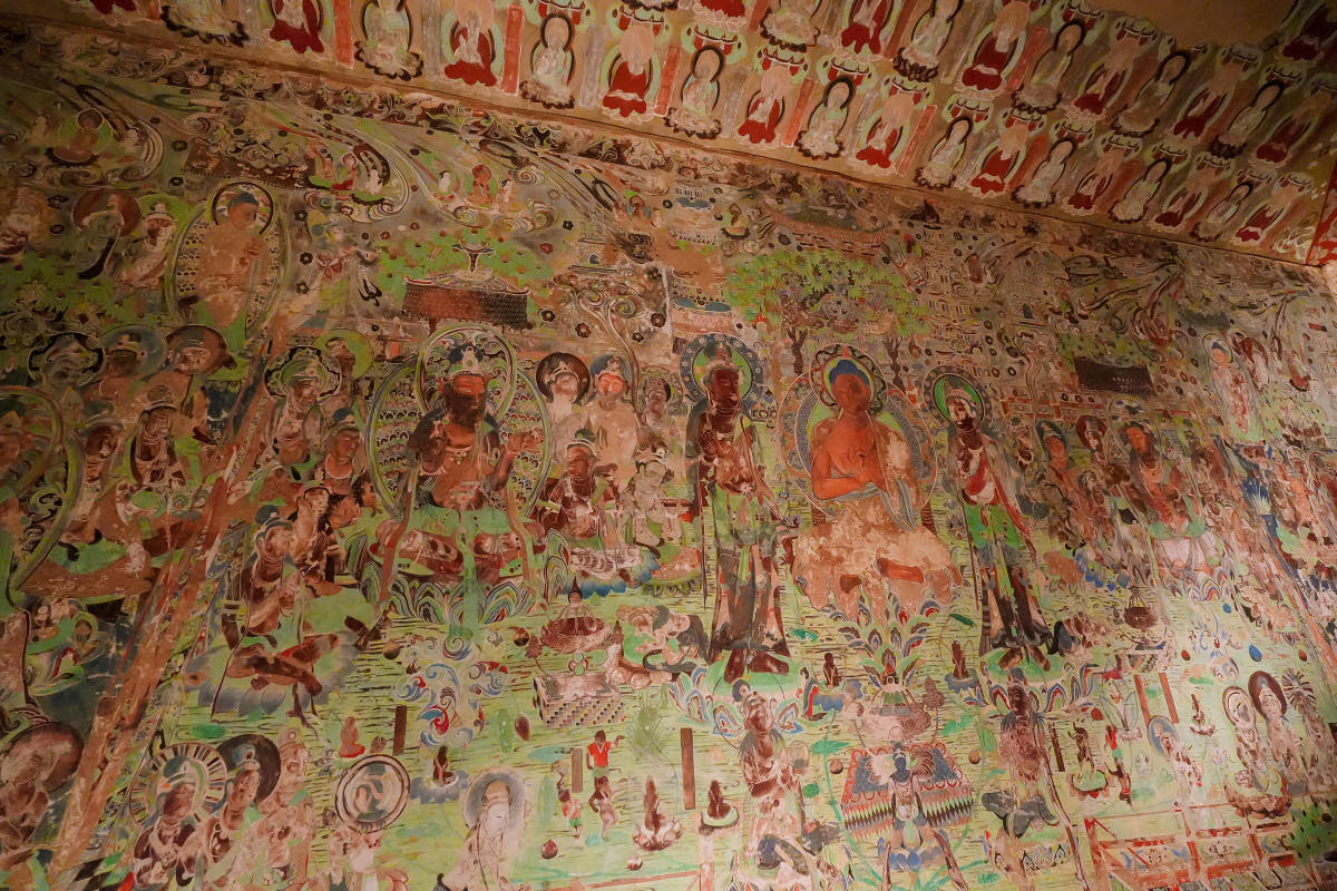 Grotte di Mogao a Dunhuang: guida completa alla visita 4 Riproduzione degli affreschi delle grotte di Mogao